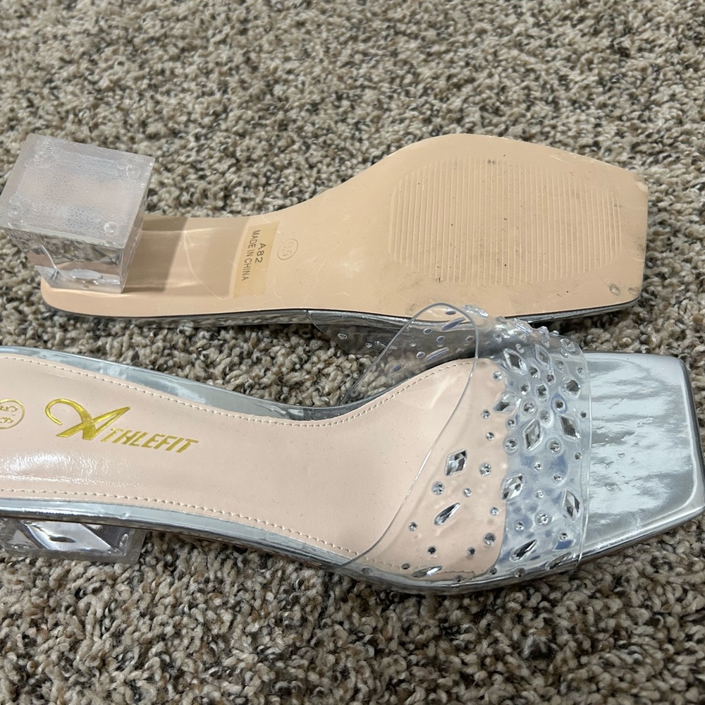 Women's Clear Silver Heels